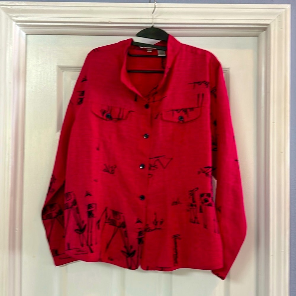 Chico's Pink Fuchsia Giraffe Print Silk Blend Top Blouse Size 3 (16/18)